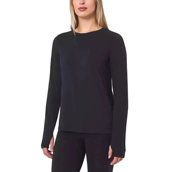 NEW Mondetta Women's M Active Long Sleeve Top Black Semi-Fitted - Picture 1 of 9